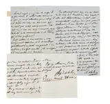 Réunion de 2 lettres autographes signées by Auguste De La Rive, Petites lignes à l’encre rouge sur le premier feuillet d’une des lettres, sold Nov 2018