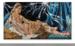 Illuminated Jean Auguste Dominique Ingres, Grand Odalisque by Zevs, 2012, Technique mixte sur toile, sold Oct 2018