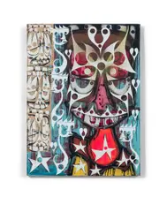 Bust - 2010 / 2012 by Phil Frost, Acrylique, collage et pochoir sur toile, sold Oct 2018
