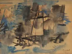 Composition by Youla Chapoval, 1951, Aquarelle, sold Apr 2018