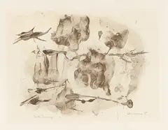 Ohne Titel by Gerhard Hoehme, 1955, Monotypie auf Papier, sold Jun 2019