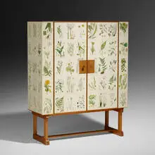 Flora cabinet, model no. 852 by Josef Frank, mahogany, birch, printed paper, sold Dec 2020