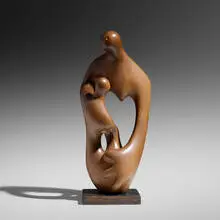 Mother and Child by Leo Amino, 1946, carved mahogany, sold Dec 2020