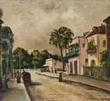 Street scene by George Kelly, sold Oct 2009