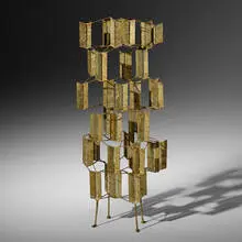 Untitled (Multi-Plane Construction) by Harry Bertoia, c. 1955, brass melt-coated and welded steel, sold Dec 2020