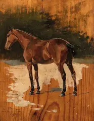 Étude d'un cheval by Auguste Vimar, Panneau, une planche, non parqueté, sold Jul 2018