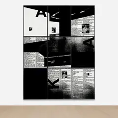 Black Dada (Installation views, The Kitchen, 2010) by Adam Pendleton, 2008, silkscreen ink on Mylar, in artist's frames, in 9 parts, sold Oct 2026