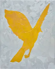 Emergence (gold) by Hank Willis Thomas, 2023, UV and screenprinted vinyl mounted on Dibond, offered Oct 2026