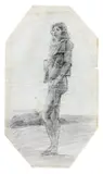 Autoportrait en pied de profil by baron Gérard François Pascal Simon, Crayon noir, sur une page de carnet de croquis, de forme octogonale, sold Mar 2017