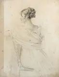 Portrait de Madame Récamier assise, vue de dos by baron Gérard François Pascal Simon, Crayon noir, lavis gris et rehauts d'aquarelle, sold Mar 2017