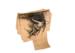 Etude pour les Anges du Purgatoire (Chiesa Santa Sofia dei Bianchi) by Ernest Pignon-Ernest, 1990, Pierre noire et fusain sur papier journal vierge marouflé sur toile de gaze, sold Apr 2017