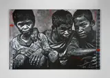 Sans titre by Jef Aérosol, 2011, Pochoir et peinture aérosol sur toile, sold Apr 2017
