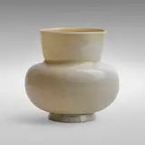 Rare Lattimo vase, model 3450 by Tomaso Buzzi, 1932-33, lattimo glass with gold and silver leaf and applied foot, sold Dec 2020