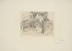 Tiergarten mit Reitern und Spaziergängern by Max Liebermann, 1924, Kaltnadel auf Velin, mit Bleistift überarbeitet, sold Jan 2026