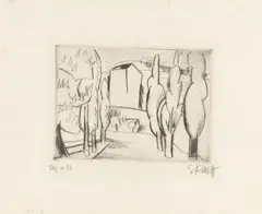 Straße mit Pappeln by Karl Schmidt-Rottluff, 1920, Kaltnadelradierung auf festem Papier, sold Mar 2026
