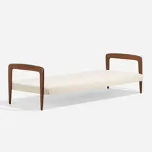 daybed by Johannes Andersen, 1957, upholstery, teak, sold Nov 2020