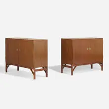 cabinets, pair by Børge Mogensen, teak, brass, sold Nov 2020