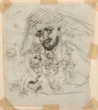Tête d'homme et croquis de cavaliers, études pour le Combat de Nazareth (Recto et verso) by Gros Antoine-Jean Gros, Crayon noir, plume et encre brune, sold Mar 2017