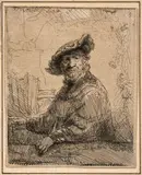 Homme sous la treille by Rembrandt Harmensz van Rijn, Eau-forte,, sold Mar 2017