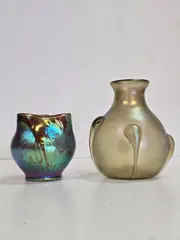 Quality Art Glass Vases 1930's, 2 PCS by Loetz, 1930, Art glass vase, sold Oct 2026