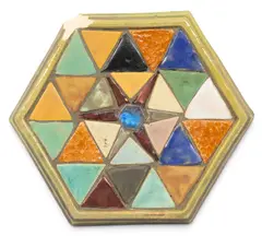 Glazed Earthenware Glaze Sample Hexagon 1930 by Pewabic, 1930, sold Oct 2026