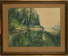 Jardin suspendu en bord de rivière by Pierre Laprade, Aquarelle sur papier, sold Mar 2021