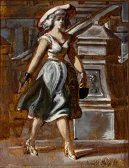 Street Walker by Reginald Marsh, 1951, Tempura and Gouache on Board, sold Oct 2026