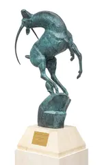 Leaping Gazelle by Marshall Fredericks, Bronze Sculpture on Marble Pedestal, sold Oct 2026