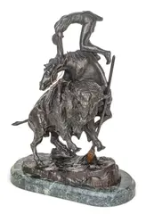 Untitled by Frederic Remington, Bronze Sculpture, Indian on Horse and Buffalo, offered Oct 2026