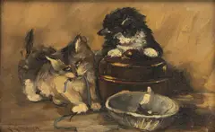 Kittens Playing by Eugène Lambert, Oil on Walnut Panel, sold Oct 2026