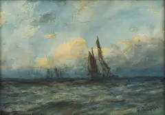 Sailboats Sailing "Off the Wind" by Robert Hopkin, circa 1900, Watercolor on Paper, sold Oct 2026