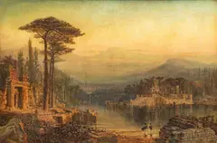 Roman Ruins in an Idyllic Landscape by Robert Hopkin, 1890-1900, Oil on Canvas, sold Oct 2026