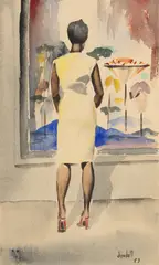 Window Shopping by Glanton Dowdell, 1957, Watercolor on Paper, sold Oct 2026