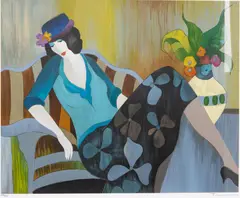 A Break from Tea by Itzchak Tarkay, Serigraph in Colors on Wove Paper, sold Oct 2026