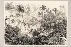 Landscape by Ian Hornak, 1994, Ink Drawing on Paper, sold Oct 2026
