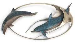 Two Dolphins Frolicking by Dale J. Evers, circa 1994, Bronze Wall Sculpture, sold Oct 2026