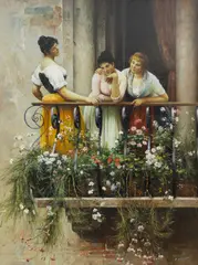 Italian Beauties on a Veranda by Eugene Von Blaas, Oil on Canvas, sold Oct 2026
