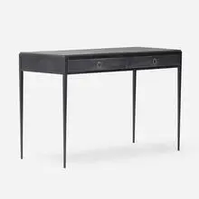 desk by Jean-Michel Frank, c. 1938, wrought iron, leather, oak, brass, sold Oct 2020