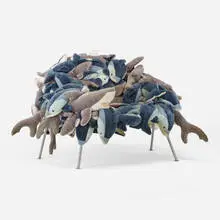 Dolphins and Sharks chair by Fernando and Humberto Campana, 2002, stuffed animals, stainless steel, sold Oct 2020