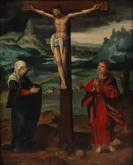 Christ on the Cross Between the Virgin and Saint John by Aelbrecht Bouts, Oil on Panel, sold Oct 2026