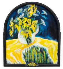 Sill Life with Flowers by Rosemary Hornak, Acrylic on Board, sold Oct 2026
