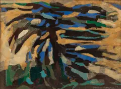 Tree Song by Leonard Maurer, 1962, Oil and Collage on Masonite, sold Oct 2026