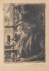 Bosl Anders, Clockmaker at Mora by Anders Zorn, 1907, Etching on Ivory Laid Paper, sold Oct 2026