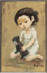 New Best Friend by Benjamin Glicker, Oil on Masonite, Ca., sold Oct 2026