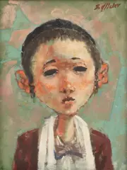 Portrait of an Orthodox Boy by Benjamin Glicker, circa 1940-50, Oil on Artist Board, offered Oct 2026