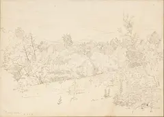 Berkshire Mountain Scene by Percy Ives, 1918, Pencil Sketch on Paper, sold Oct 2026