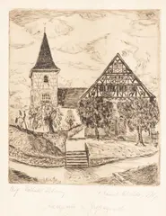 Kirchpartie in Grosaspach by Hannel Nitschke-Illg, Drypoint Etching on Laid Paper, sold Oct 2026