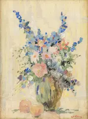 Still Life of Summer Blossoms in a Vase by George H. Williams, Oil on Canvas, sold Oct 2026