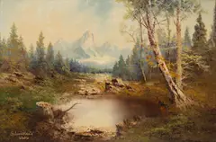 Alpine Lake by Paul Schmidtbauer, circa 1960-70, Oil on Canvas, sold Oct 2026