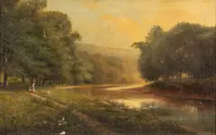 Riverscape with Figures by J. C. MacGregor, Oil on Canvas, sold Oct 2026